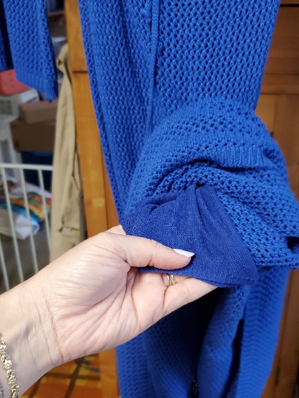 Seven Wonders Long Sleeve Royal Blue Knit Backless Dress - Picture 6 of 6